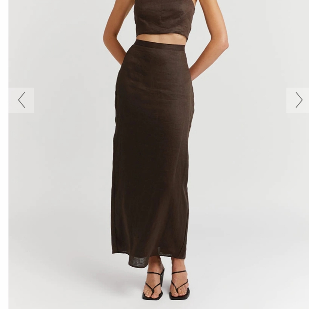 Dissh ROBERTS DARK CHOCOLATE LINEN SKIRT sz 4